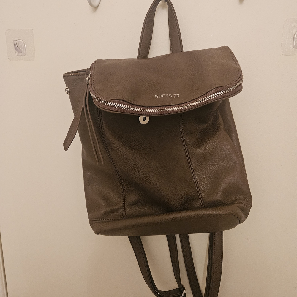Roots Brown Leather Backpack